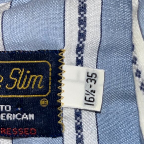 VTG. PANHANDLE SLIM Permanent Press Striped Pearl Snap Western Shirt 16.5" X 35" - Picture 11 of 14